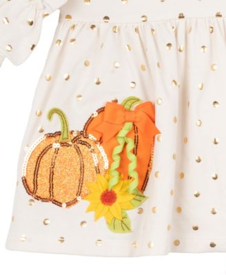 Baby Girls 2-Piece Pumpkin Polka Dot Top and Plaid Pants Set