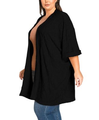 Plus Size Spiral Wave Texture Dolman Cardigan Sweater