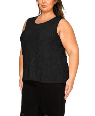 Plus Size Spiral Wave Texture Tank Top