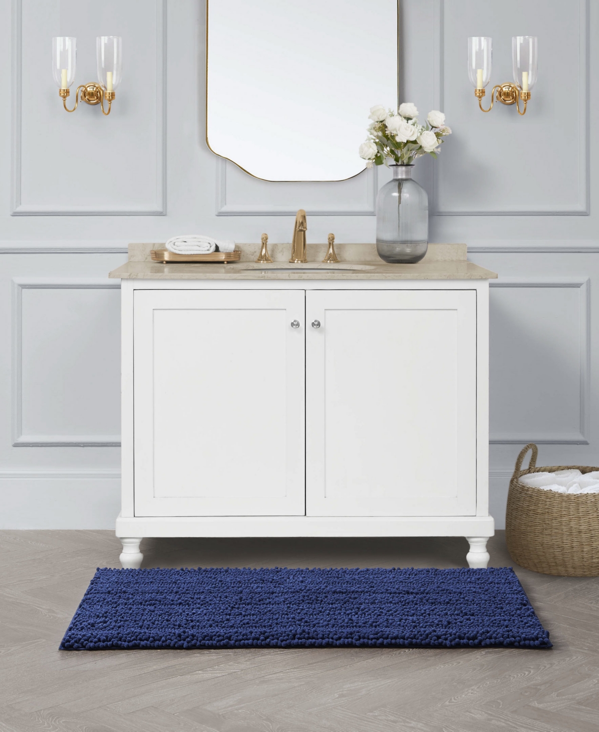 Laura Ashley Astor Chenille Bath Mat, 27" X 45"