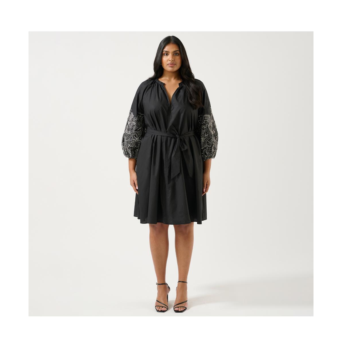 Cala Embroidered Mini Dress - Black