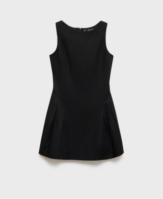 Women's Short Pleated Linen-Blend Dress