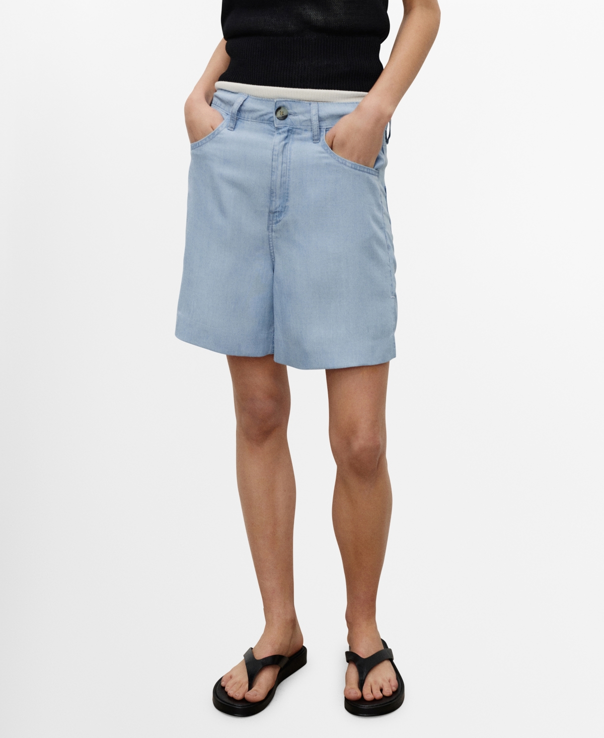 Women's Straight Lyocell Bermuda Shorts - Medium Blue