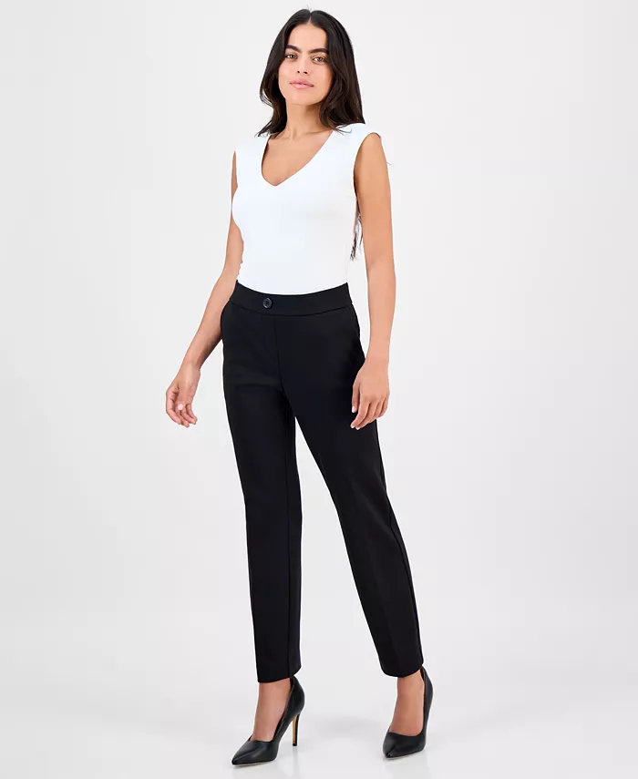 Petite Mid-Rise Straight-Leg Pants