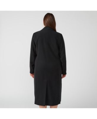 Plus Size Long Line Black Full-Length Coat