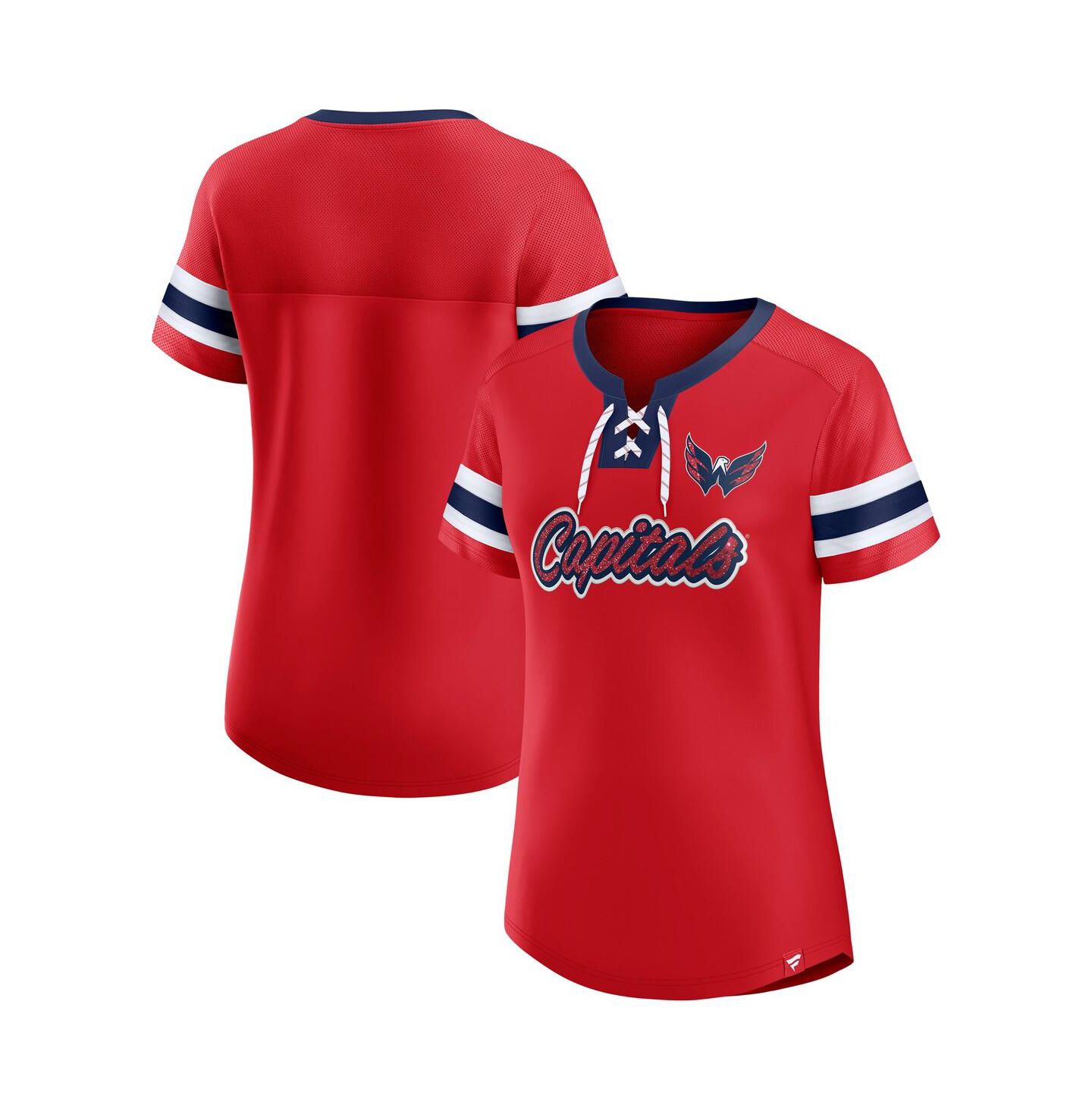 Женская футболка Fanatics Red Washington Capitals Iconic Athena Lace-Up — фото 1