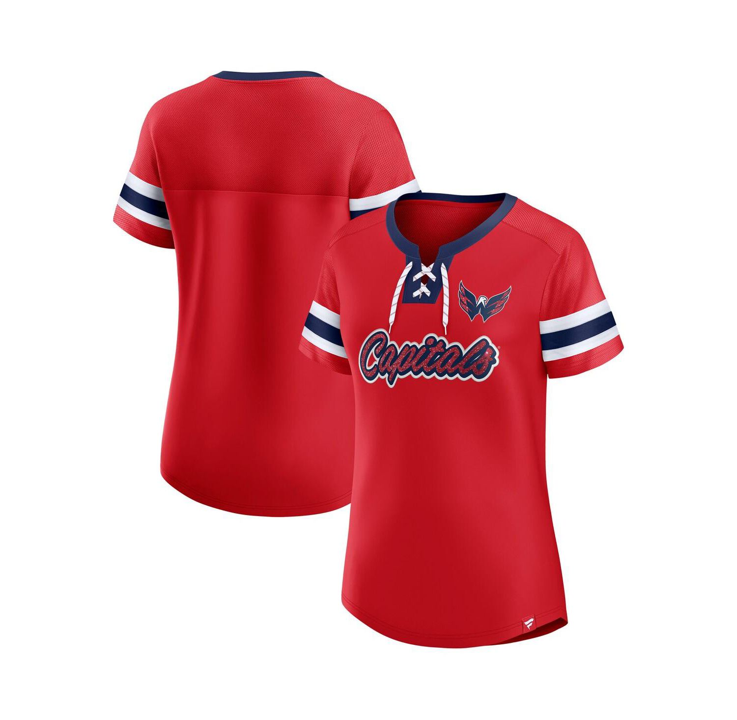 Women's Red Washington Capitals Iconic Athena Lace-Up T-Shirt