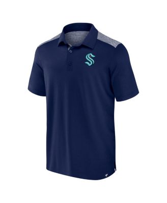 Men's Navy Seattle Kraken Iconic Brushed Blocked Polo Shirt