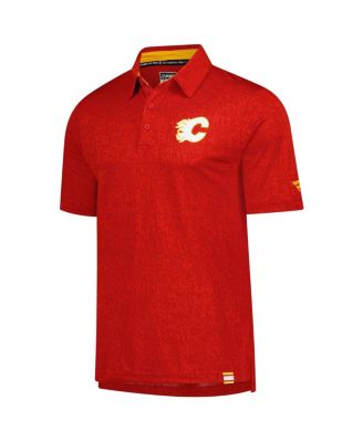Мужская жаккардовая рубашка поло Fanatics красного цвета Calgary Flames Authentic Pro