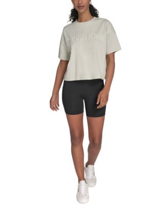 Calvin Klein - Women's Cotton Raised Logo Cropped T-Shirt