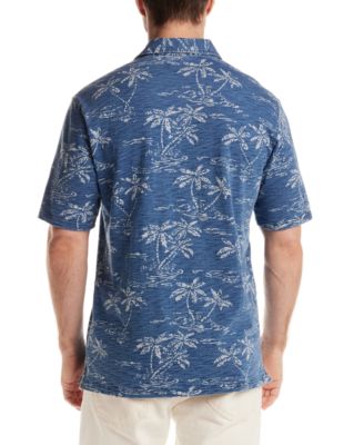 Винтажная мужская рубашка поло с коротким рукавом и тропическим принтом, защищающая от непогоды