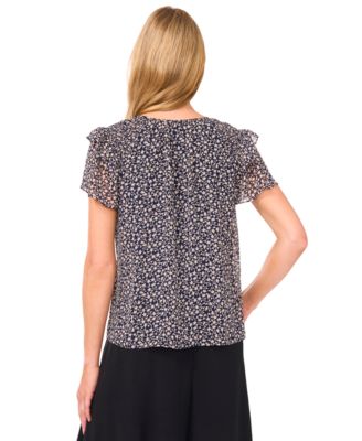 Women's Tie-Neck Ruffle-Sleeve Blouse