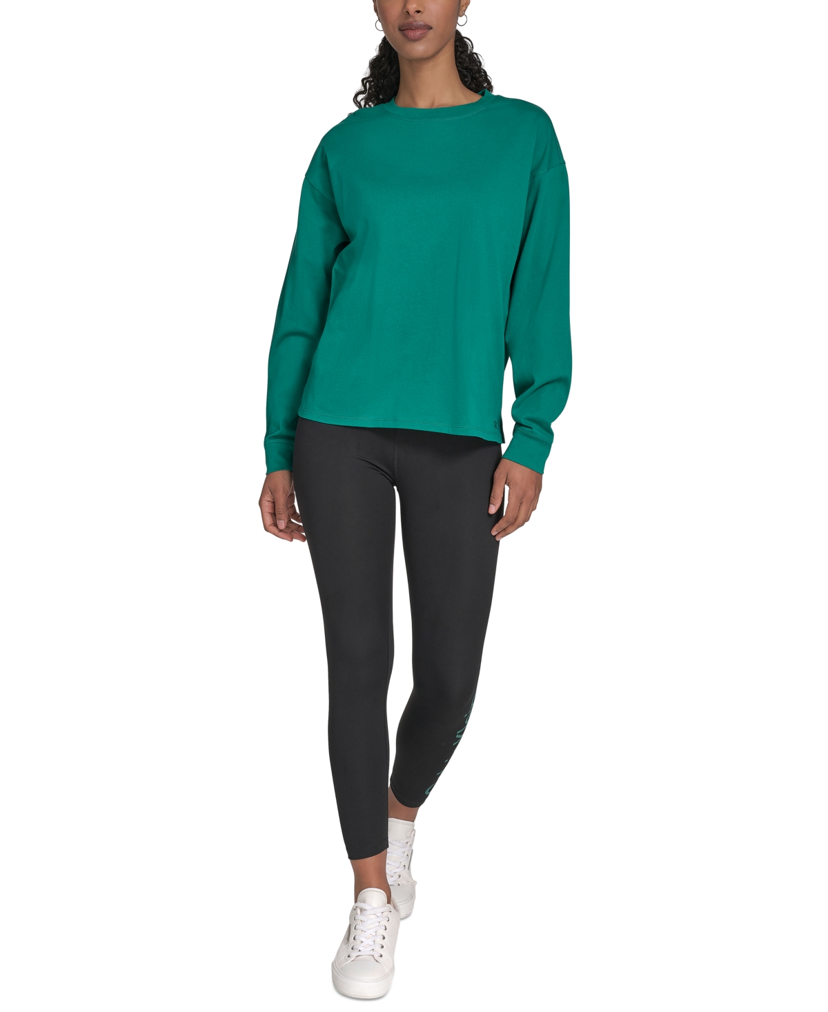 Calvin Klein Performance Women's Long-sleeve Crewneck T-shirt In Green