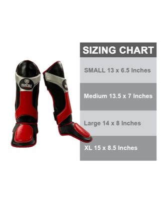 Invincible Shin & Instep - Premium Synthetic Leather Shin Guards for Muay Thai, MMA, Martial Arts Training & Sparring,Black/Red/Silver - Durable Protection for Adults, Teens, Men, and Women