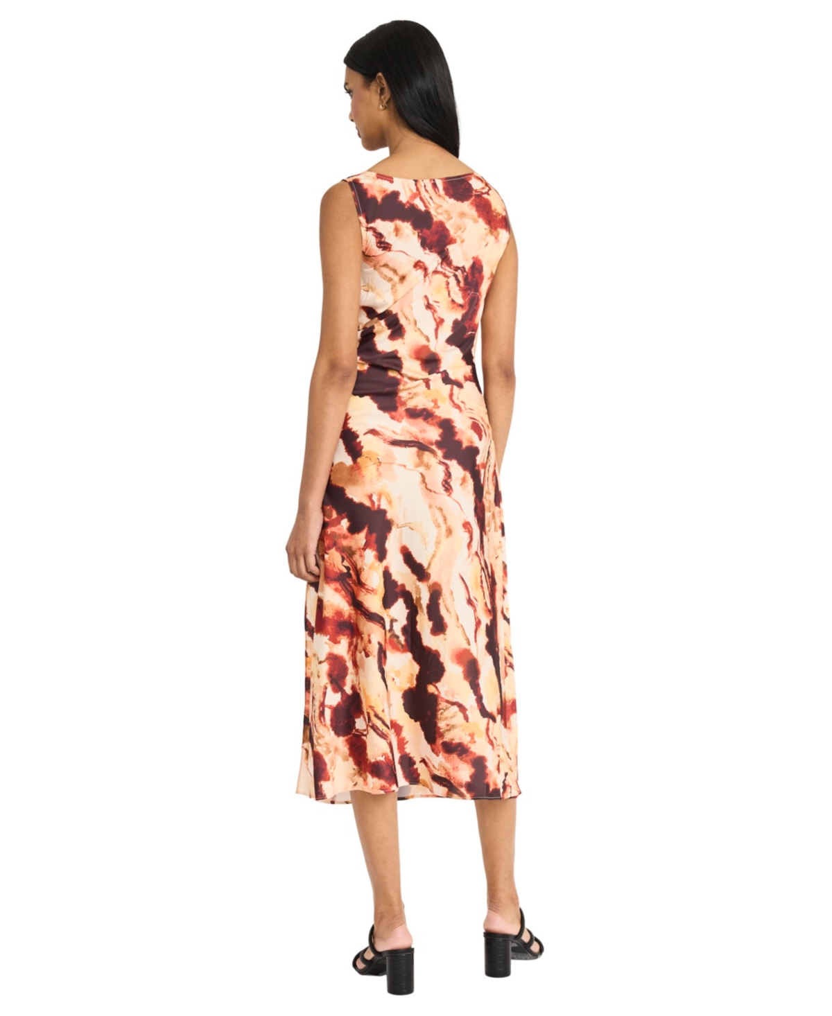 Donna Morgan For Maggy Cowl Neck Sleeveless A-line Midi Dress In Multi