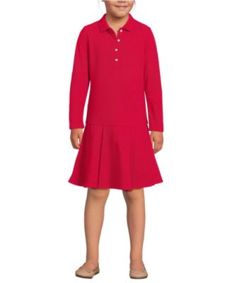 Big Girls Long Sleeve Mesh Pleated Polo Dress