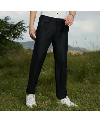 Campus Sutra Mens Midnight Black Corduroy Tailored Trousers 8390₽