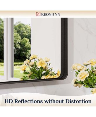 36x36 Inch Brushed Gold Bathroom Vanity Mirror Tempered Glass Metal Framed