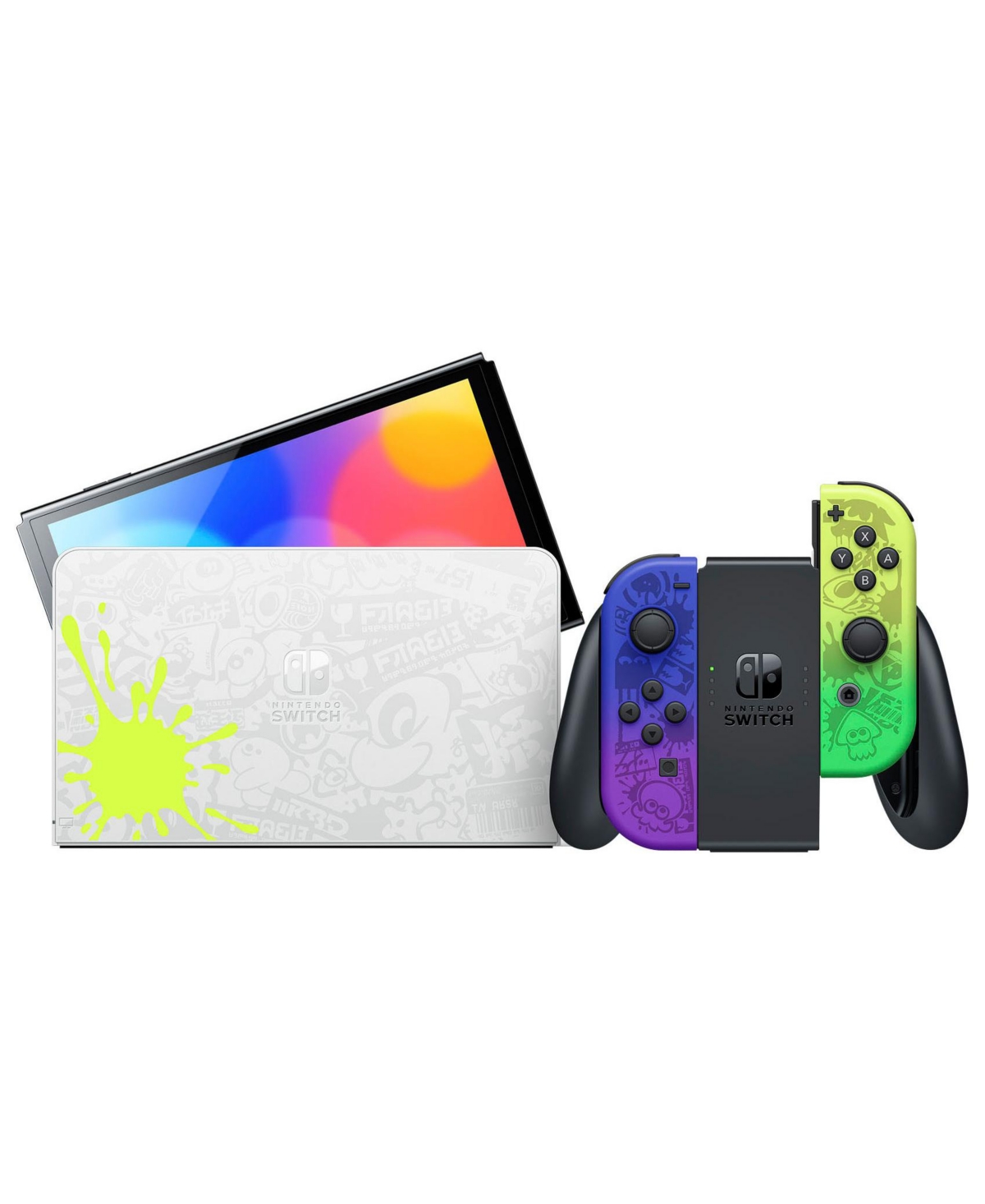 Nintendo Switch Oled Splatoon 3 Special Edition with Pro Controller, MightySkins Console and Controller Skin Voucher and 2 Year Cps Extended Warranty