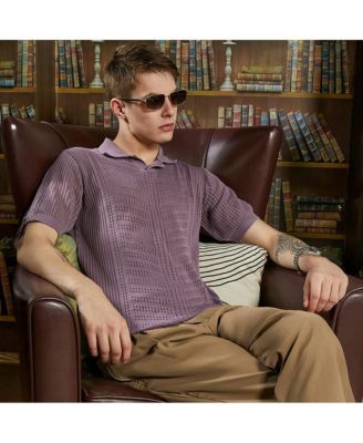 Мужская футболка-поло Campus Sutra в лилово-фиолетовую полоску с текстурой