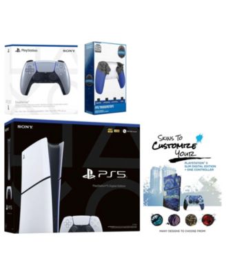 Playstation 5 Slim Digital with Extra Chroma Indigo Controller, Trigger Stop Kit and MightySkins Decal Voucher + 1 Year CPS Extended Warranty