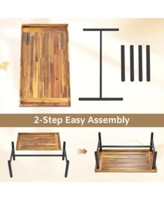 Heavy-Duty Metal Leg Acacia Wood Coffee Table with Reinforced Thickened Top