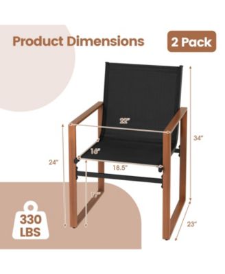 Outdoor Dining Chairs with Breathable Seat and Backrest Set of 2