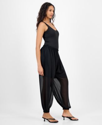 Women's High Rise Sheer Harem Pants, Exclusively at Macy's