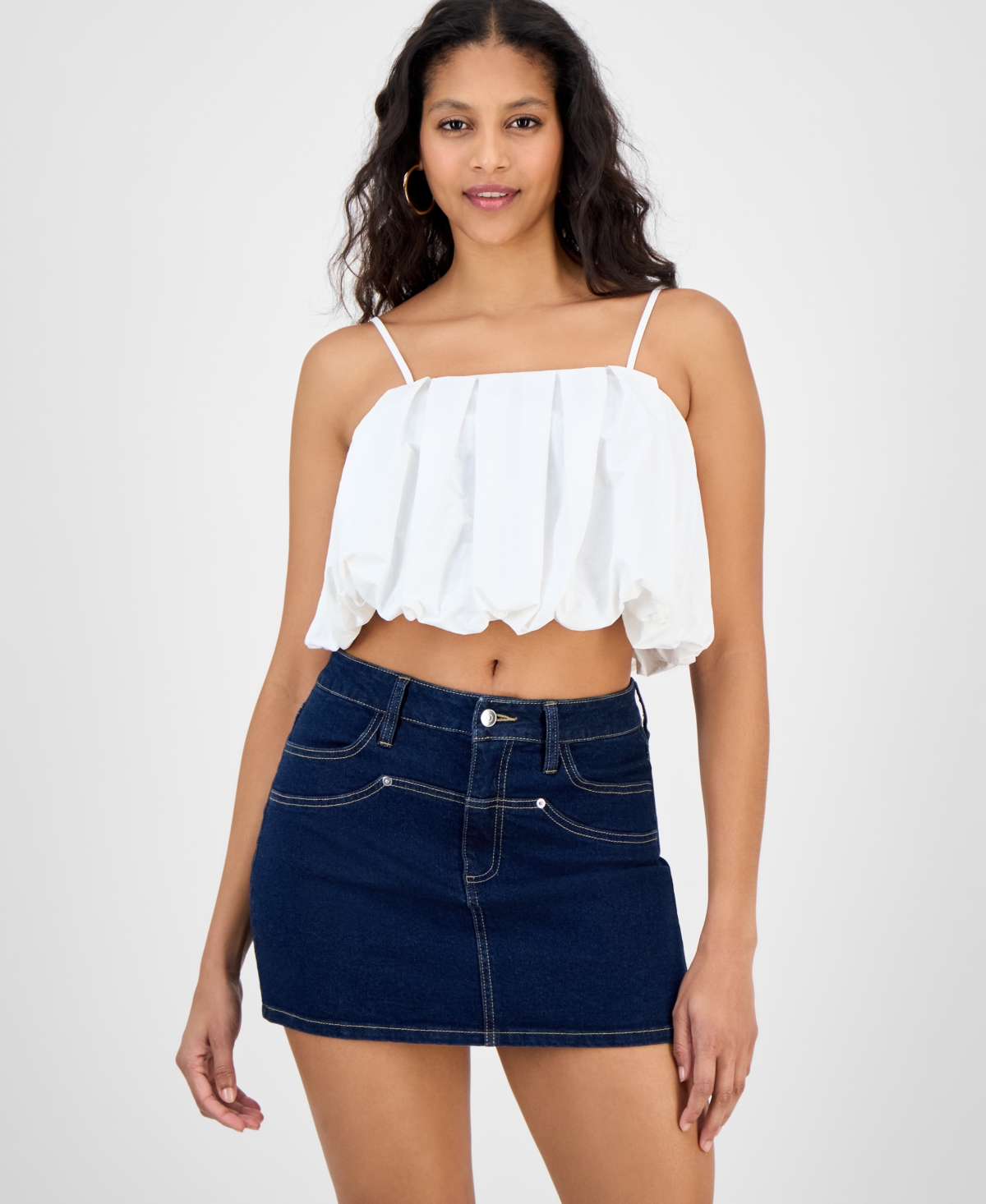 Women's Bubble-Hem Cropped Tank Top, Exclusively at Macy's - Crema