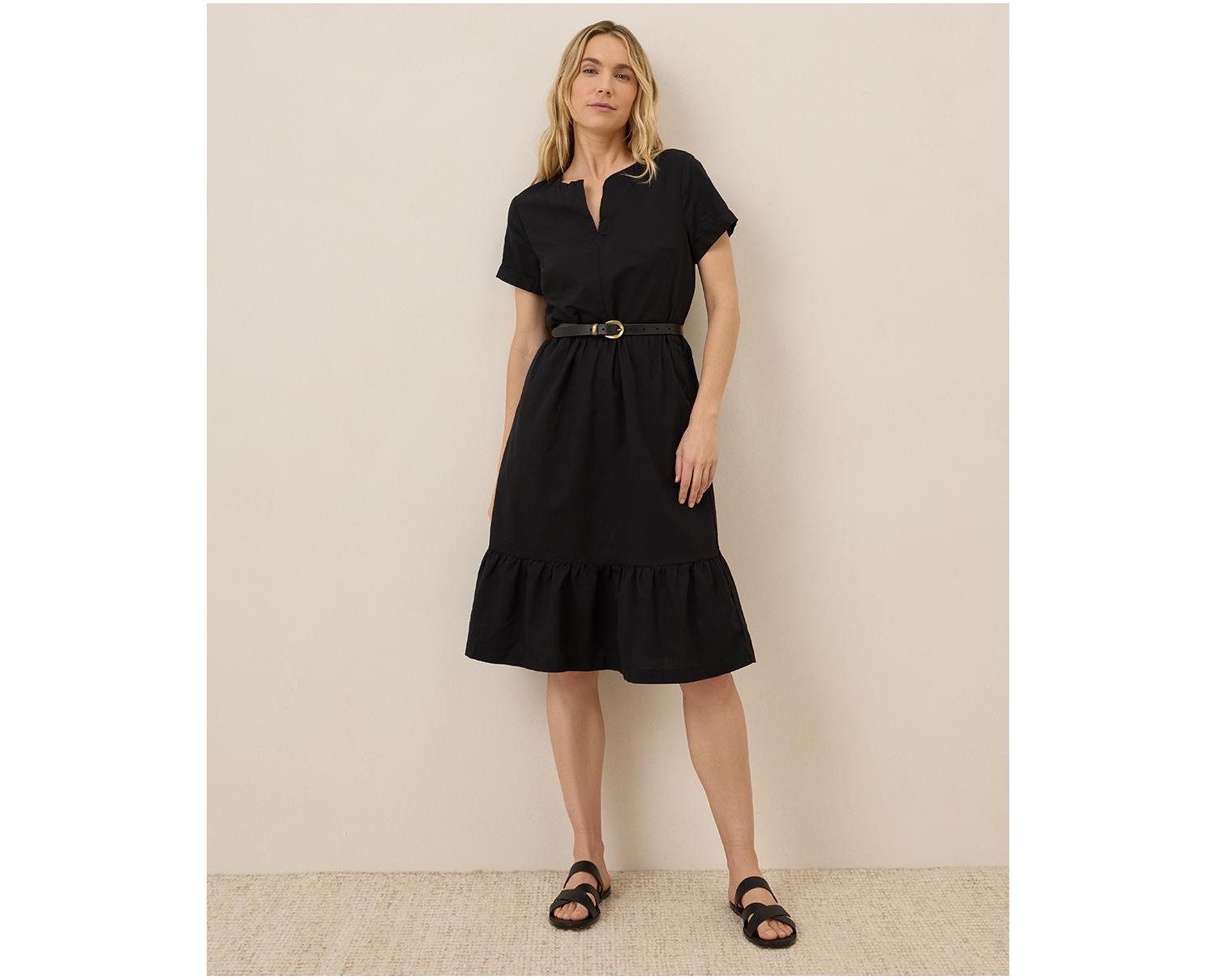 Women's Organic Cotton Canopy Linen Blend Notch Neck Dress