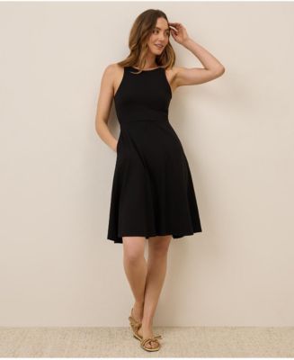 pact halter dress Women's Organic Cotton Fit & Flare Twist Back Womens dresses