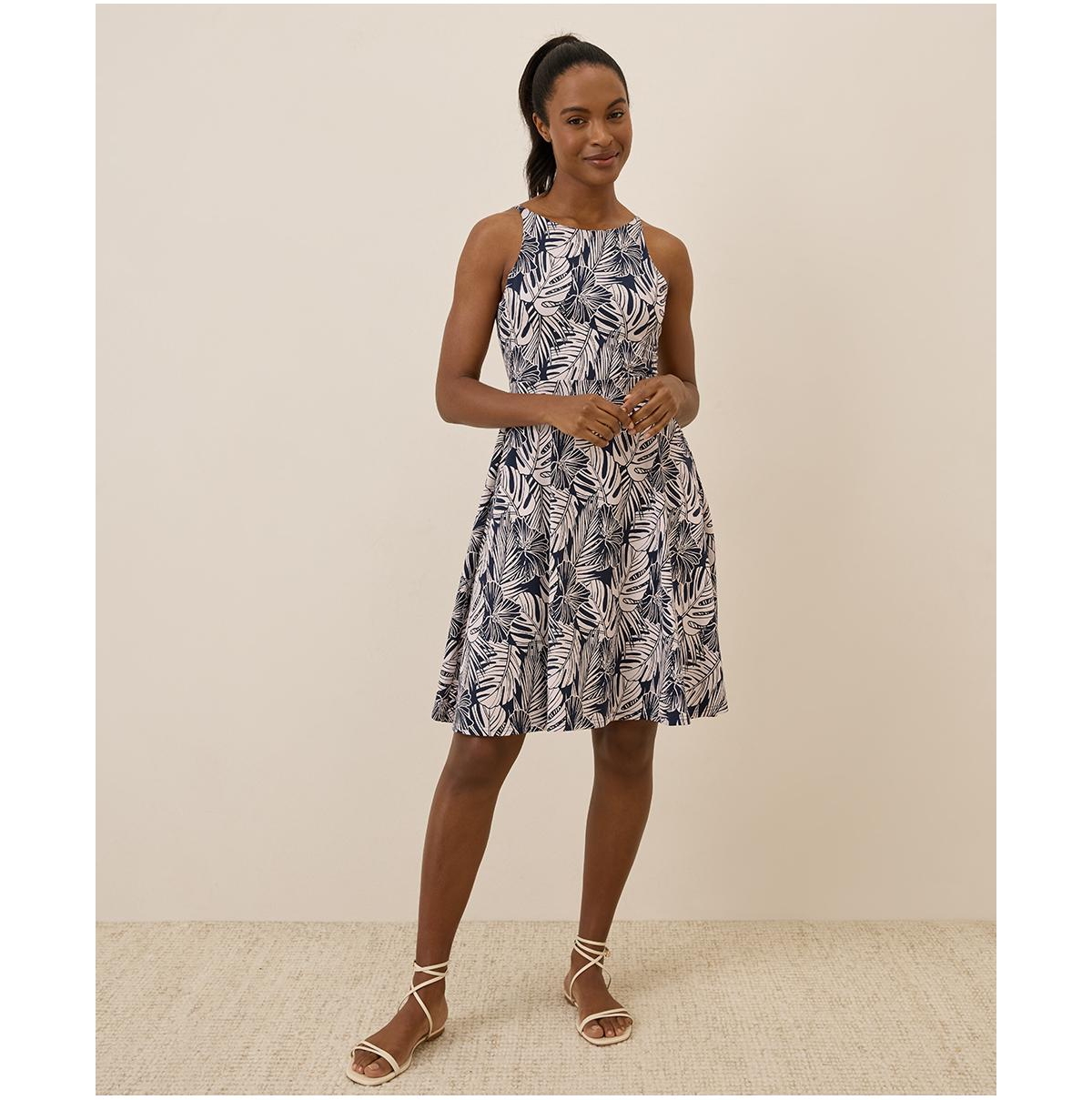 Women's Organic Cotton Fit & Flare Twist Back Dress - Looking glass floral sangria