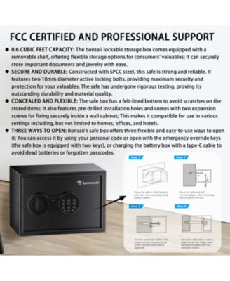0.6 Cu Ft Safe Box with Electronic Keypad and Removable Shelf