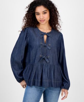 Nautica Jeans - Women's Chambray Peplum-Hem Top