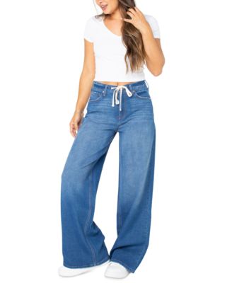 Celebrity Pink - Juniors' Drawstring-Waist Wide-Leg Jeans