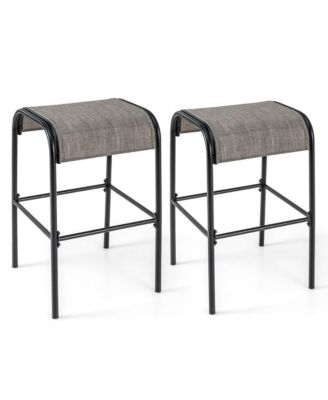 2PCS 30'' Bar Height Bistro Stools Outdoor Bar Stools w/ Breathable Fabric Seat