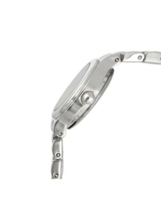 Women 22mm Round Silver Self-Adjust Link Bracelet Watch