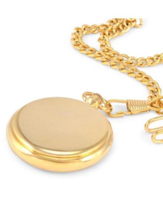 Men's 14K Gold Plated Deco Skeleton Dial Vintage Pocket Watch with Clip-On Chain