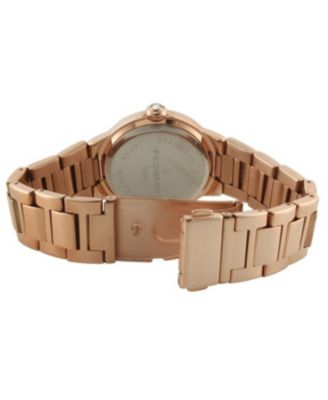 Women's Rose Gold Plated 36mm Round Tank Steel Bracelet Watch