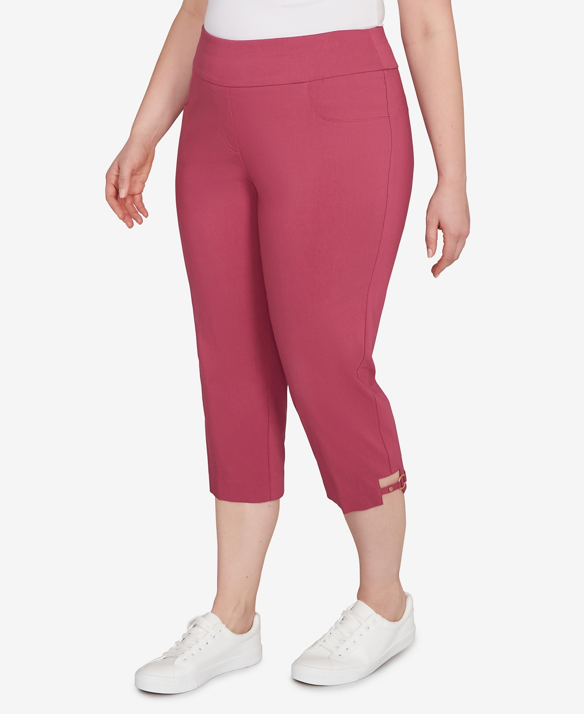 Hearts Of Palm Plus Size Solid Tech Stretch Capri Pants