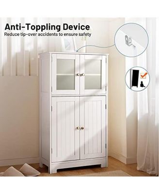 Bathroom Floor Storage Locker Kitchen Cabinet with Doors and Adjustable Shelf