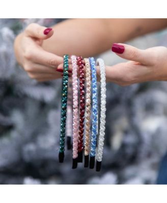 Thin Beaded Headband Set - Red + Green