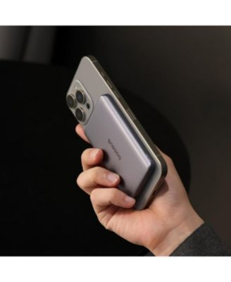 Picogo 5000mAh Ultra-Slim MagSafe Power Bank, Card-Size Wireless Charger with USB-C Braided Cable, Black