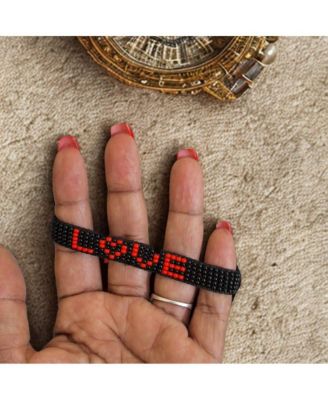 Love Hand Beaded Bracelet | Red and Black Glass Beads