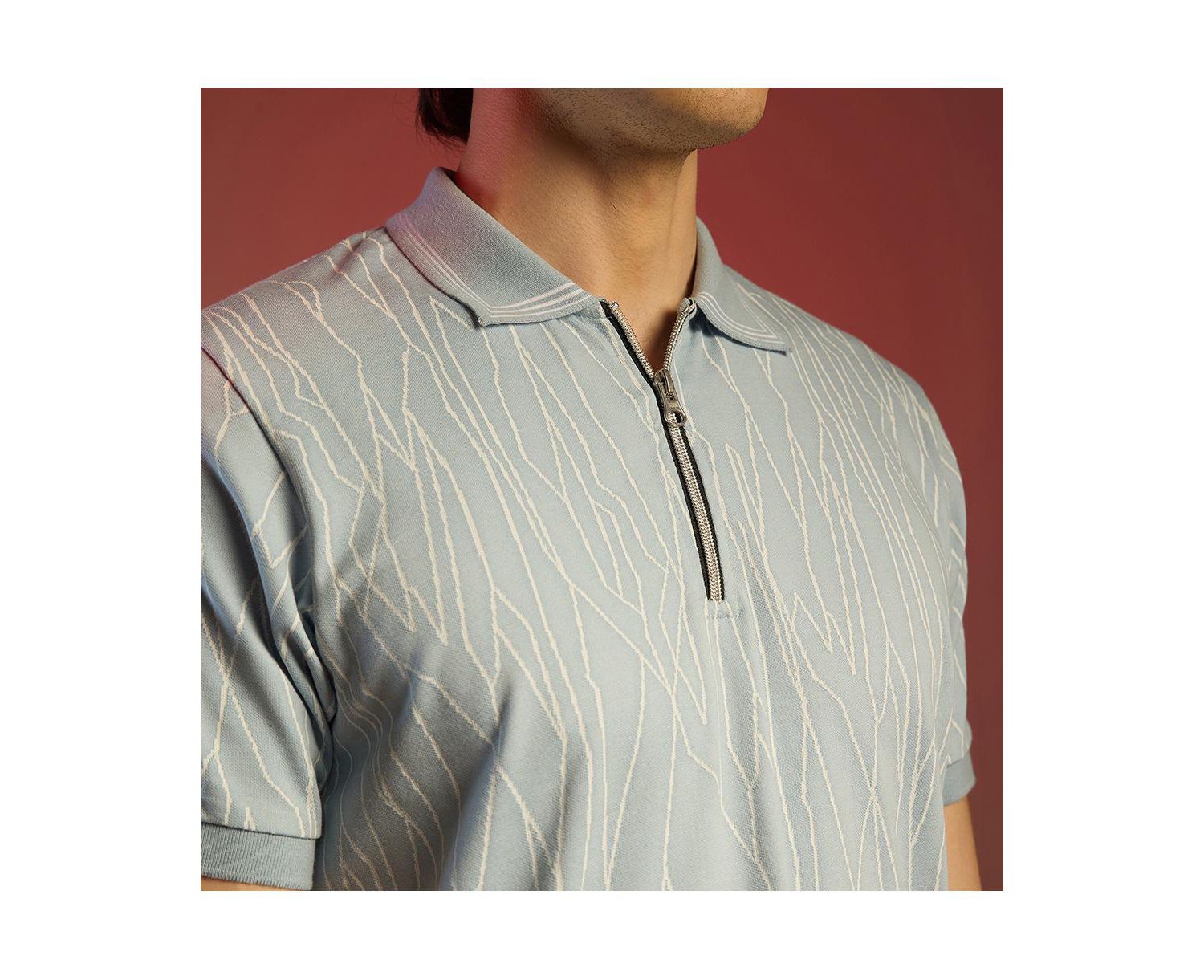 Men's Powder Blue Crevice-Lined T-Shirt