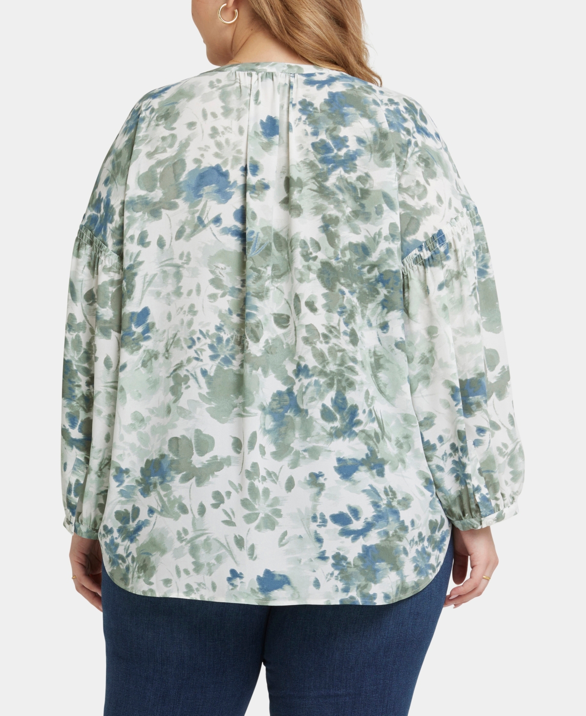 Nydj Plus Size Paulina Peasant Blouse In Blue