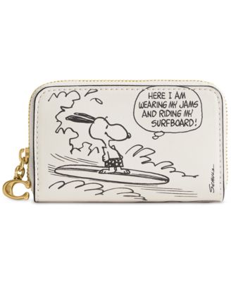 ★Coach★ COACH X PEANUTS SMALL ZIP AROUND CARD CASE WITH NE COACH x Peanuts Small Leather Zip Around Card Case - Macy's