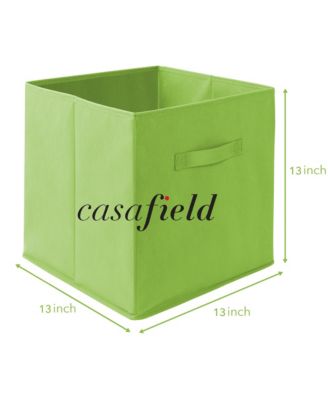 Set of 6 Collapsible Fabric Storage Cube Bins, Beige - 13" Foldable Cloth Baskets for Shelves and Cubby Organizers