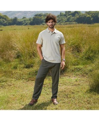 Men's Cream White Veined-Tactile Polo T-Shirt