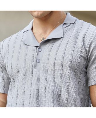 Men's Coin Grey Wicker-Tactitle Polo T-Shirt